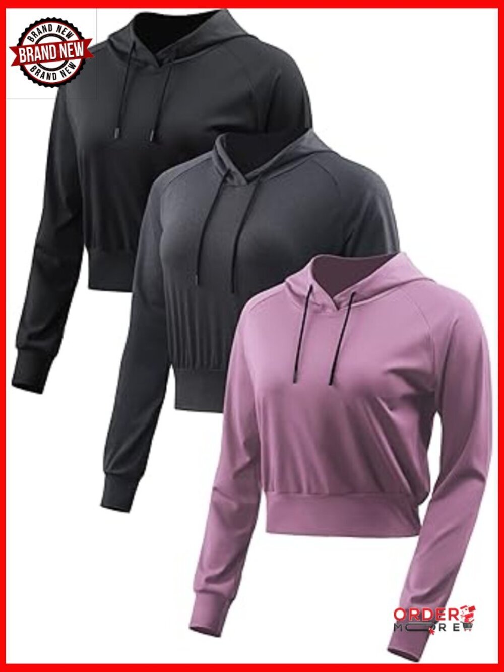 Long Sleeve Crop Top Hoodie Sweatshirt for Women Workout Lounge